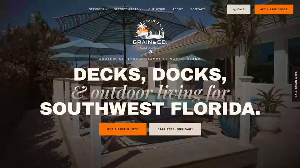 The home page of Grain & Co.'s website, built by Arnold Systems